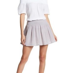 Michael Stars Gray Smocked Waist Mini Skirt